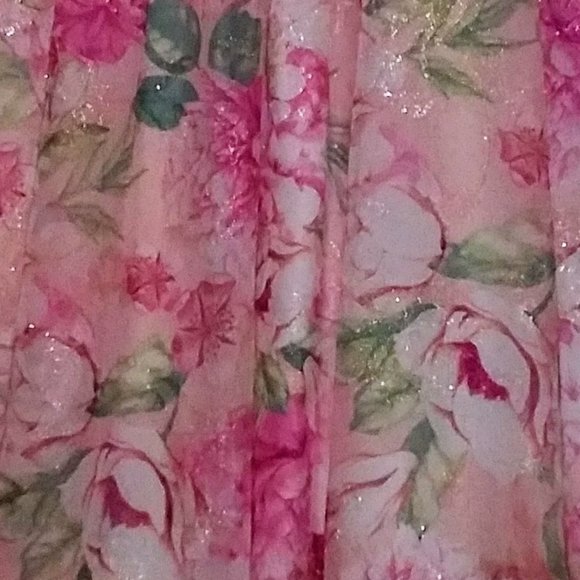 Pink Dress Belted Floral Spaghetti Strap V Neck - Size 3 Maxi - Picture 7 of 7